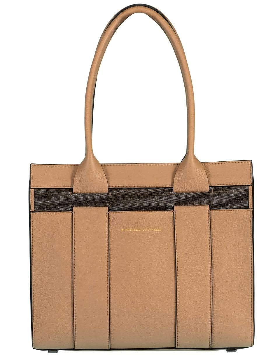 BRUNELLO CUCINELLI-Structured Top Handle Bag-LGHTBRWN