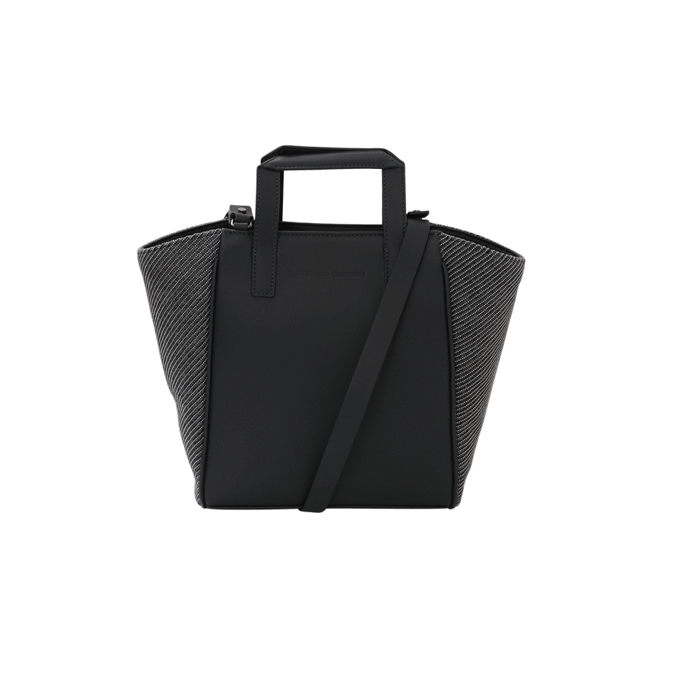 BRUNELLO CUCINELLI-Small Monili Stripe Tote-ONYX