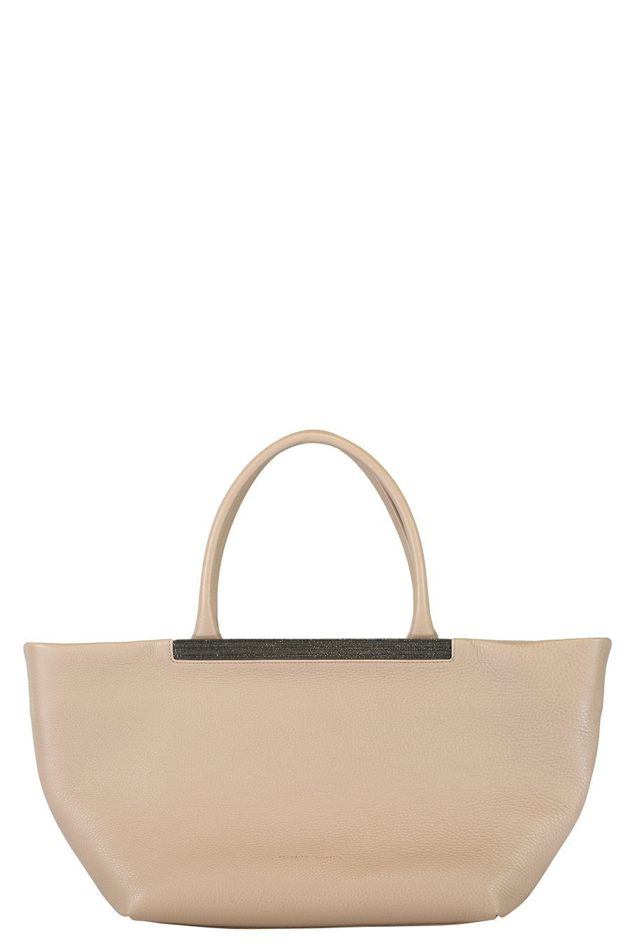 BRUNELLO CUCINELLI-Monili Trim Textured Leather Tote-BLSHPINK