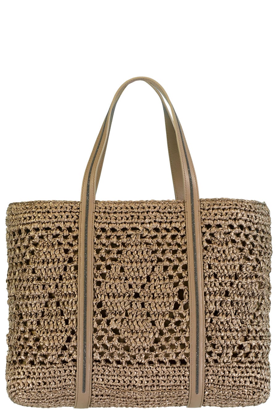 BRUNELLO CUCINELLI-Raffia Tote - Fango-FANGO
