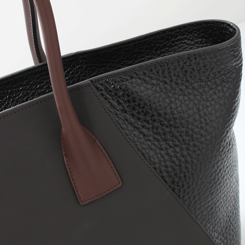 BRUNELLO CUCINELLI-Pebbled Leather And Rubber Tote-GRAPHITE