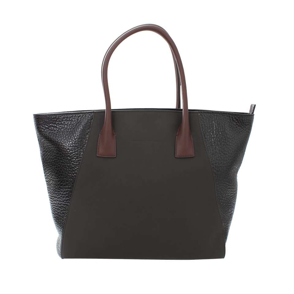 BRUNELLO CUCINELLI-Pebbled Leather And Rubber Tote-GRAPHITE