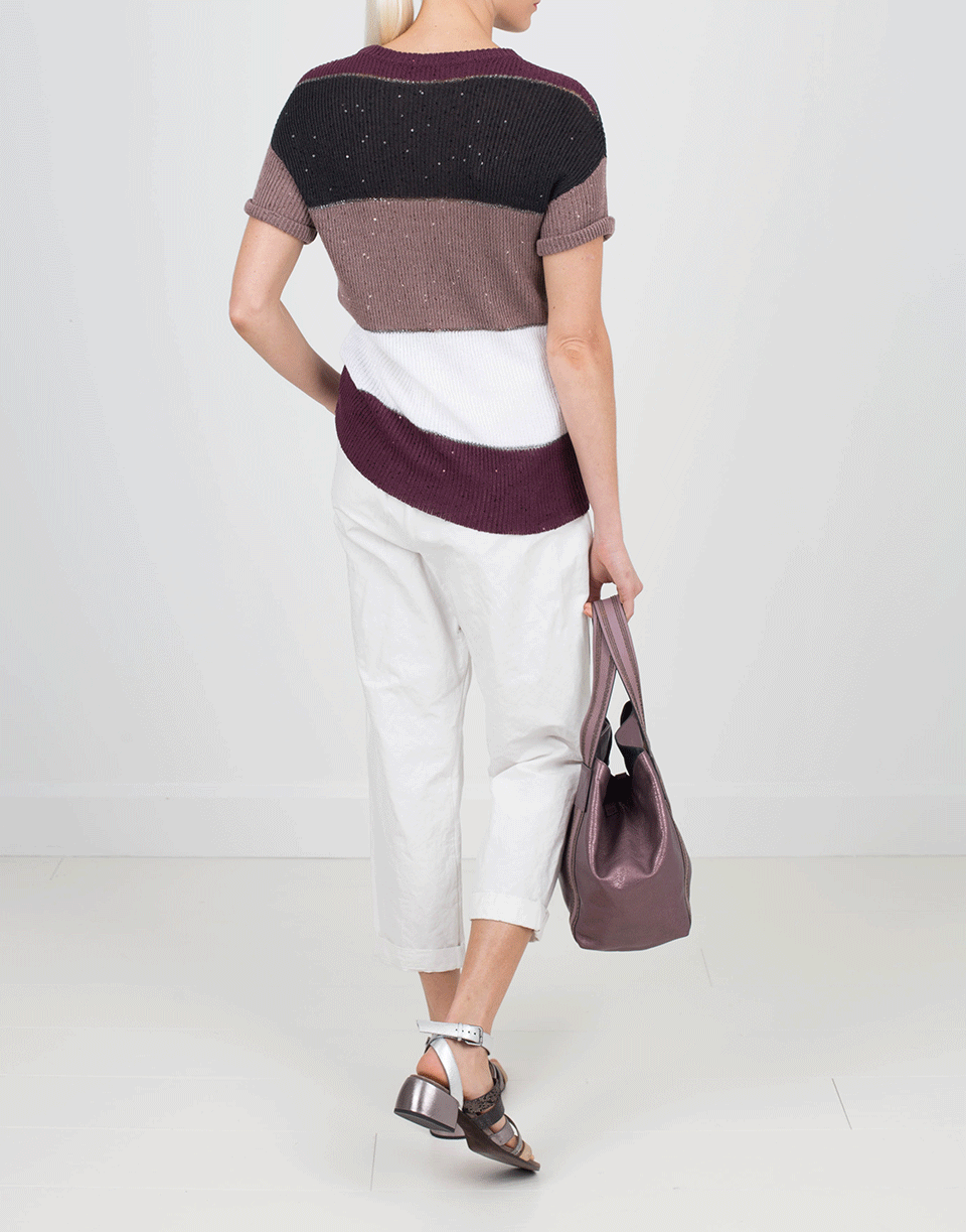 BRUNELLO CUCINELLI-Metallic Tote With Monili Stripe-LILAC