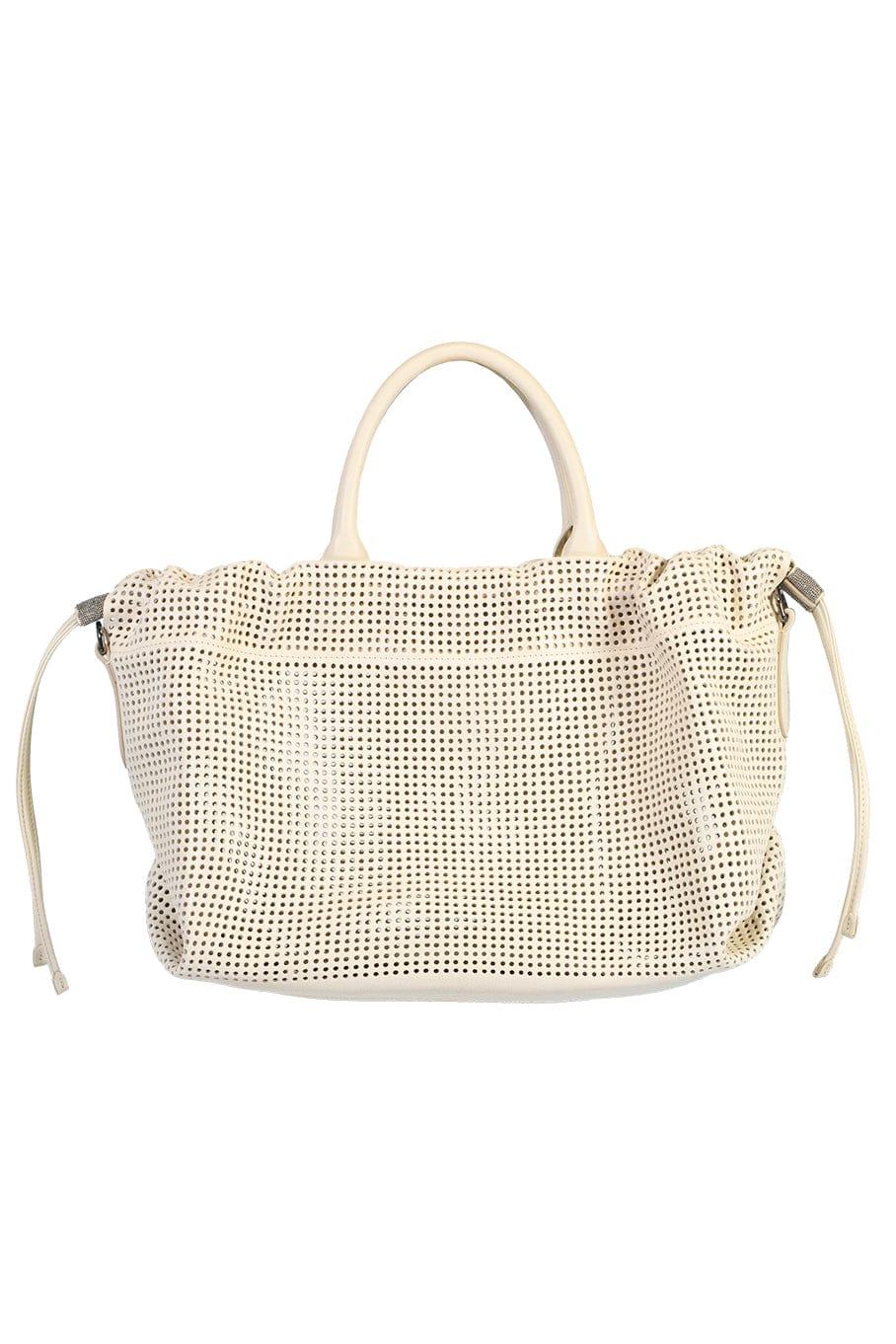 BRUNELLO CUCINELLI-Leather Drawstring Tote-PANAMA