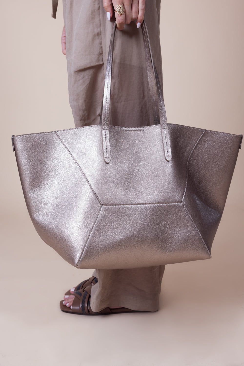 BRUNELLO CUCINELLI-Monili Trim Shopper Bag-PEARL