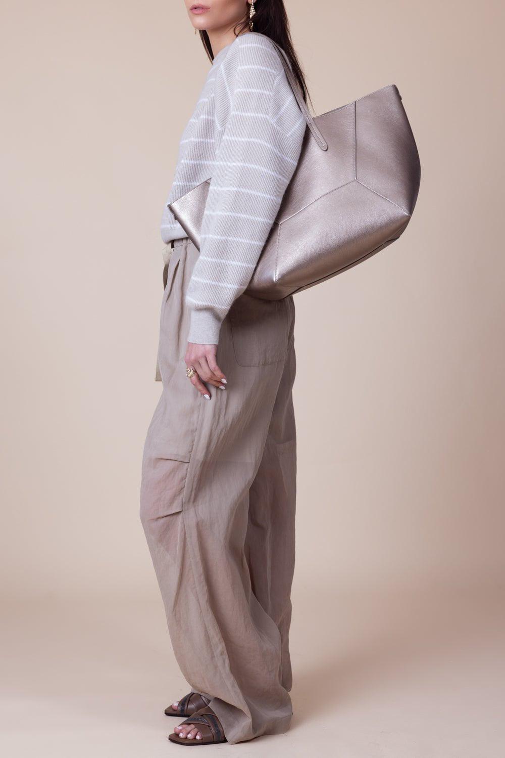 BRUNELLO CUCINELLI-Monili Trim Shopper Bag-PEARL
