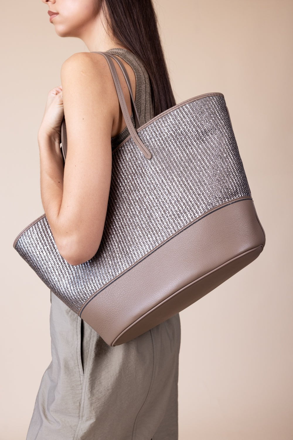 BRUNELLO CUCINELLI メタリックトートバッグ Metallic Raffia Tote Bag | BRUNELLO CUCINELLI – Marissa Collections