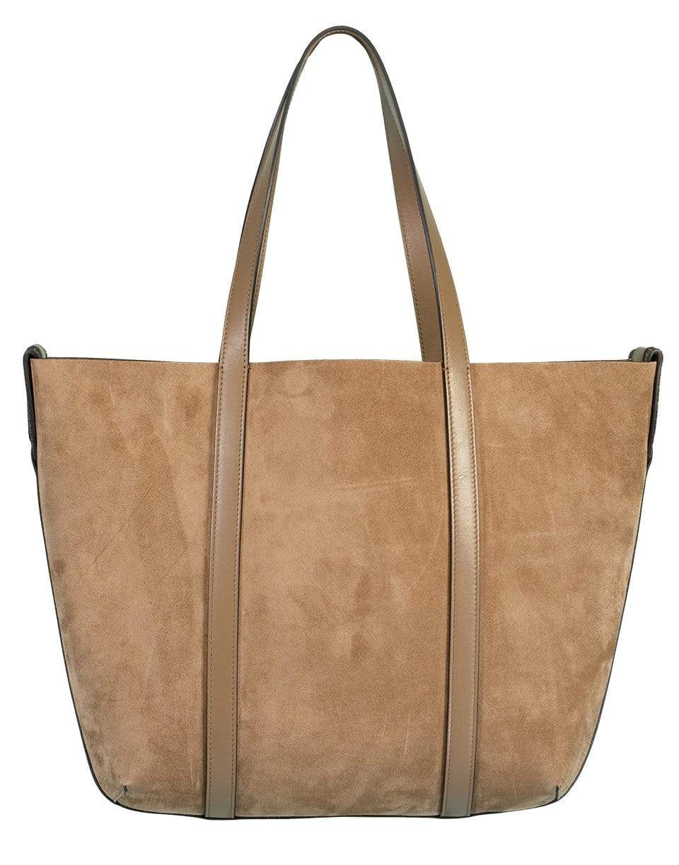 BRUNELLO CUCINELLI-Suede Large Tote Bag-TAUPE