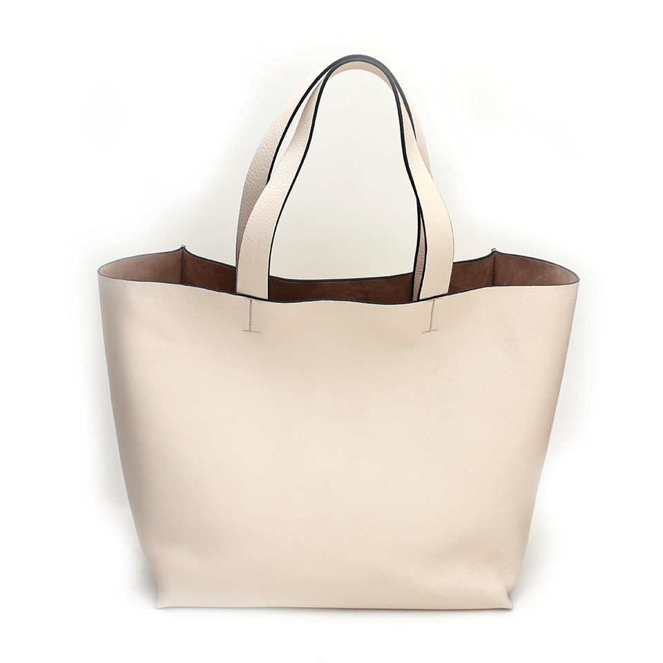 BRUNELLO CUCINELLI-Double Handle Leather Tote-VANILLA