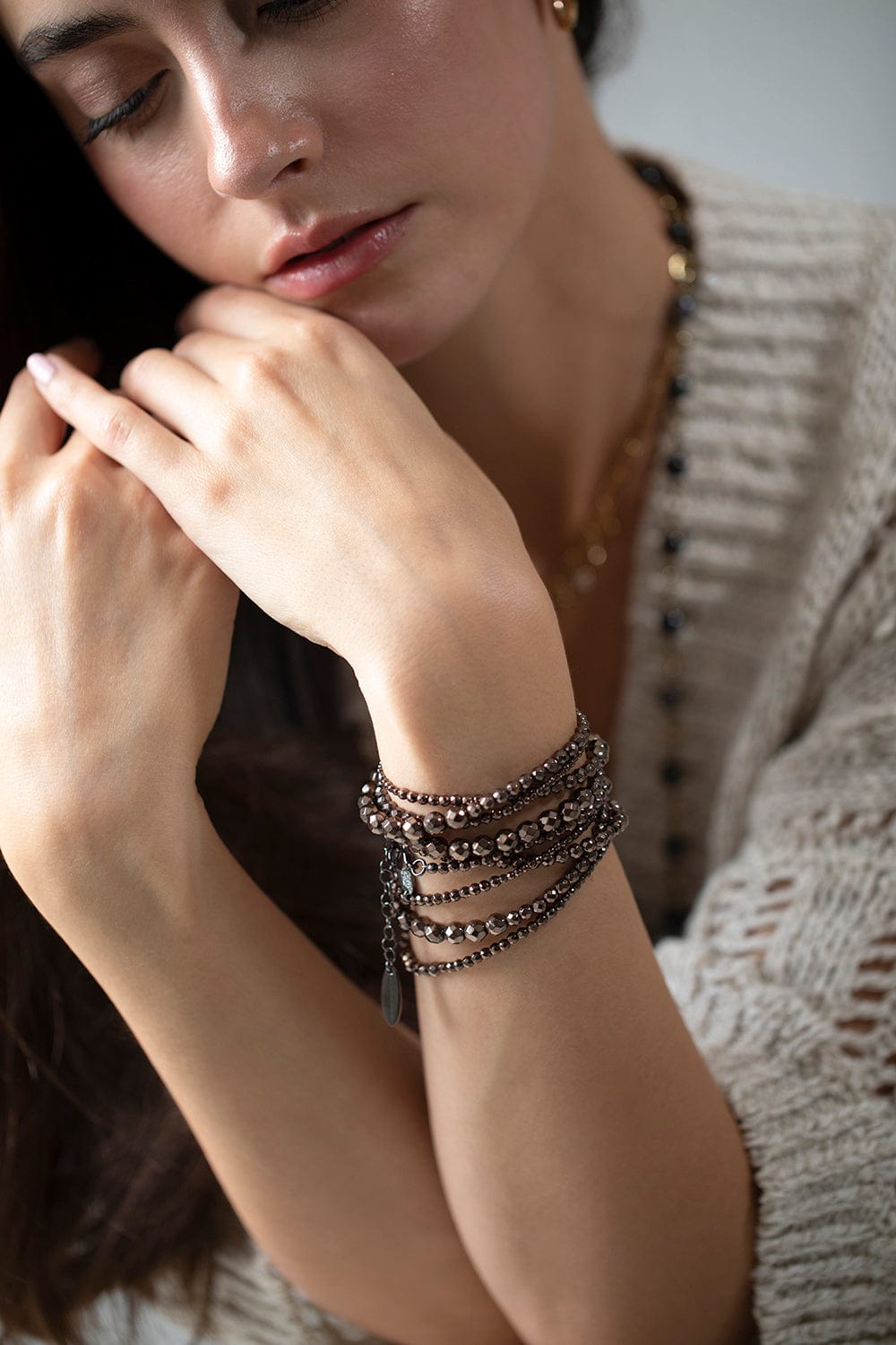 BRUNELLO CUCINELLI-Wrap Bracelet-BRN/NERO