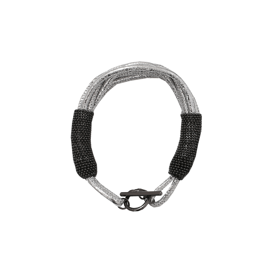 BRUNELLO CUCINELLI-Leather Multi Strand Monili Bracelet-SILVER