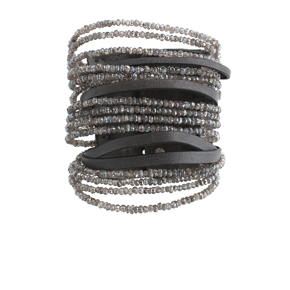 BRUNELLO CUCINELLI-Bead Leather Cuff-GRYCQ900