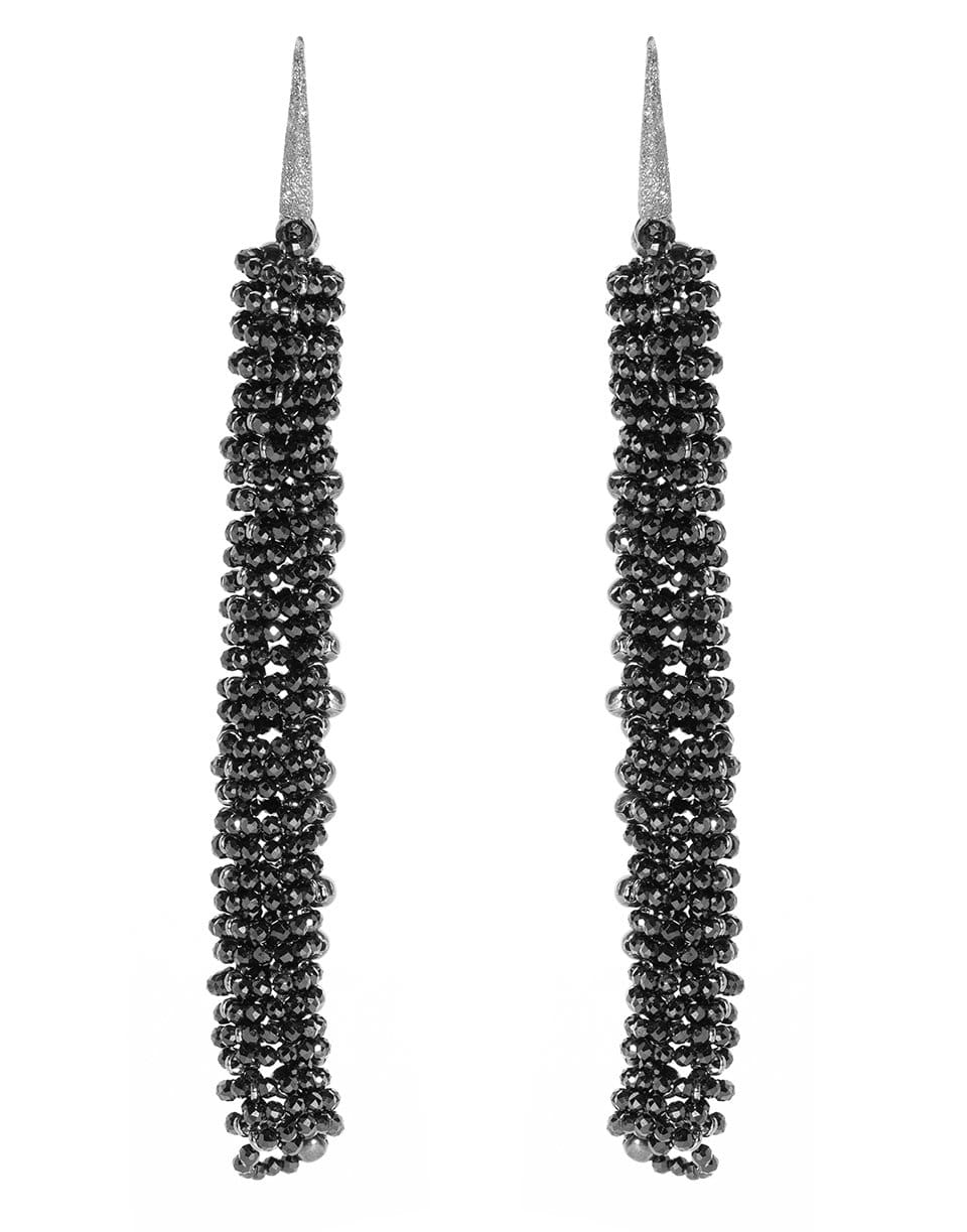 BRUNELLO CUCINELLI-Beaded Tublar Drop Earrings-NERO
