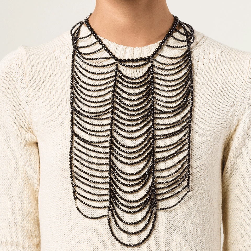 BRUNELLO CUCINELLI-Black Agate Breast Plate Necklace-BLACK