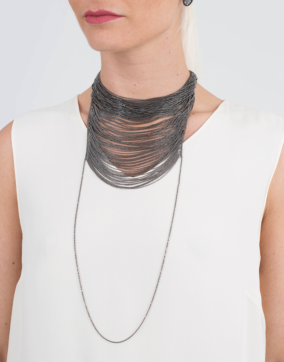 BRUNELLO CUCINELLI-Layered Monili Necklace-BLACK