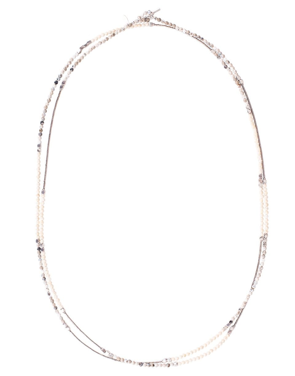 BRUNELLO CUCINELLI-Beaded Silver Strand Bracelet and Necklace-BROWN