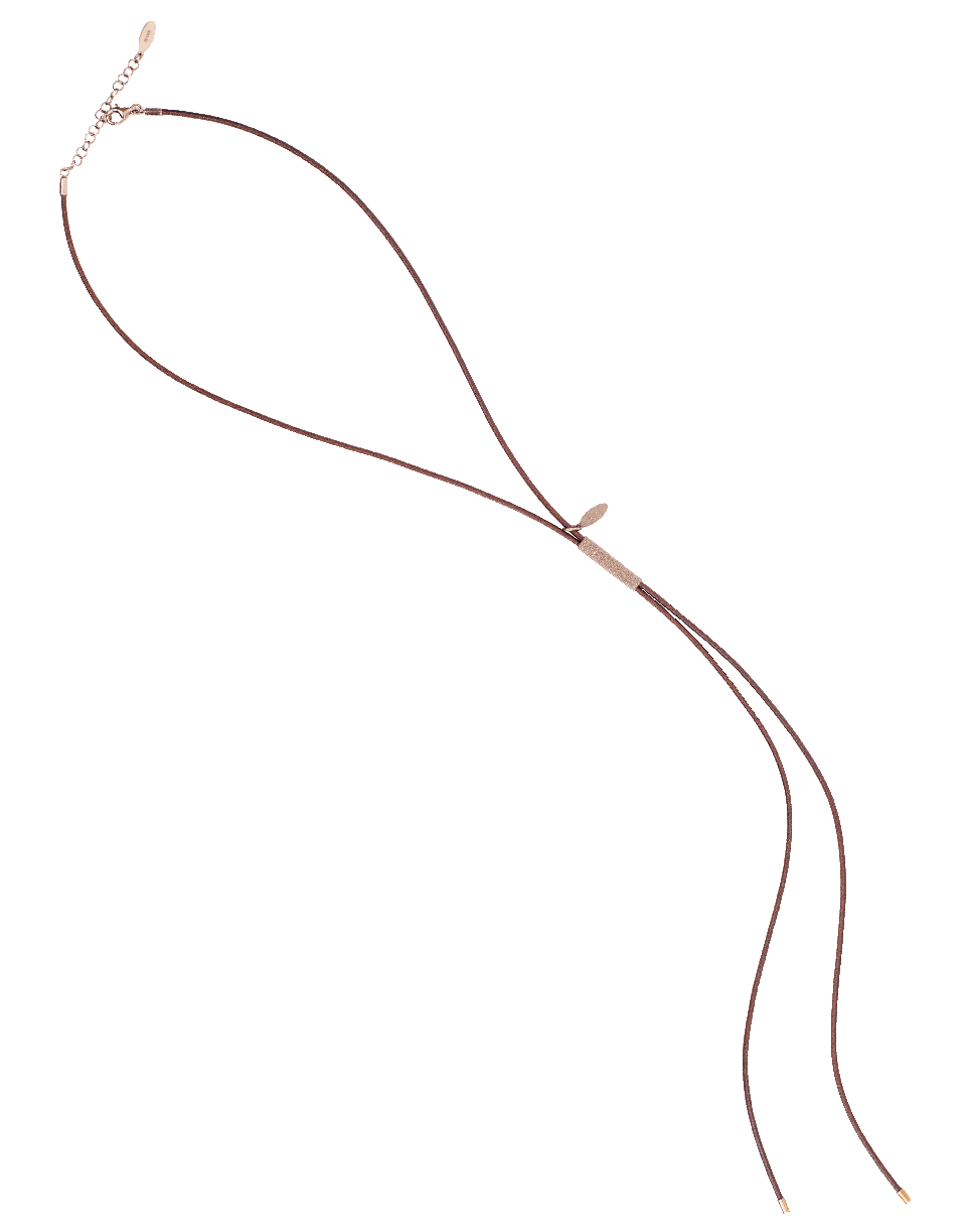 BRUNELLO CUCINELLI-Leather Bolo Necklace-BROWN