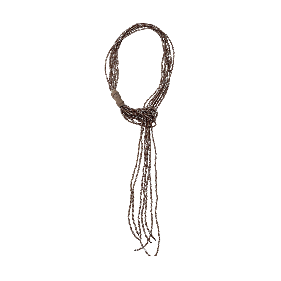 BRUNELLO CUCINELLI-Glass Bead Lariat Necklace-MAUVE