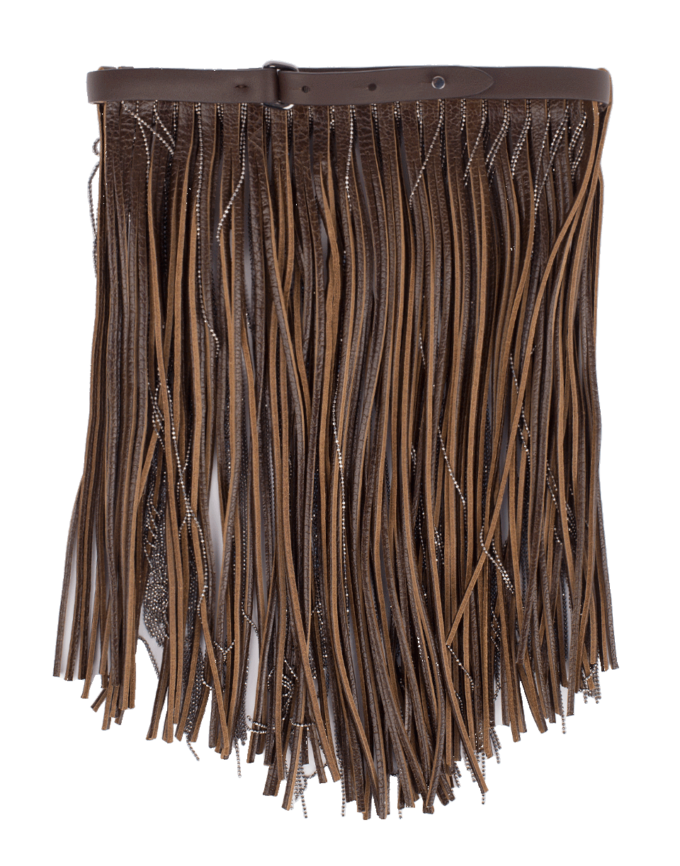 BRUNELLO CUCINELLI-Leather And Monili Fringe Necklace-MUD/SLVR