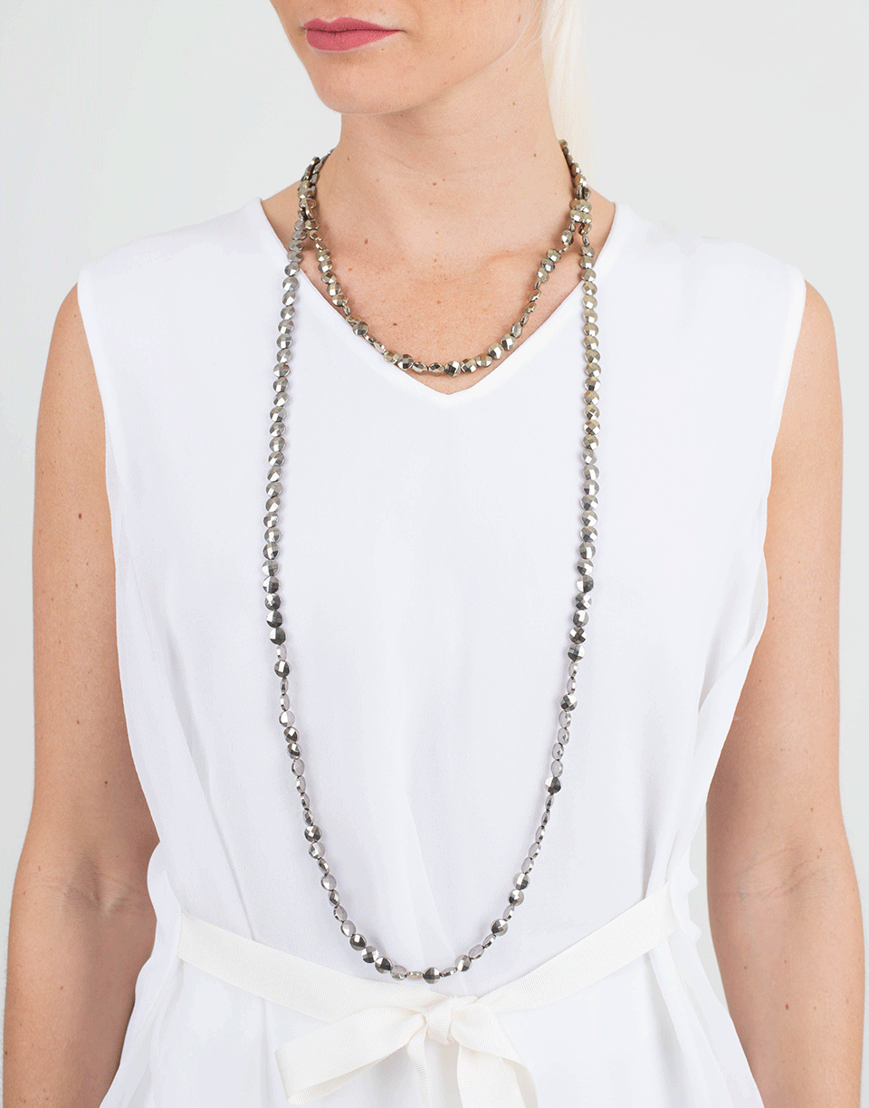 BRUNELLO CUCINELLI-Flat Bead Single Strand Necklace-PYRITE