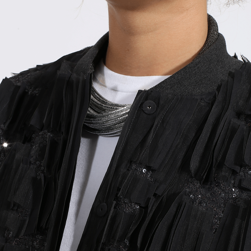BRUNELLO CUCINELLI-Leather Multi Strand Choker-SILVER