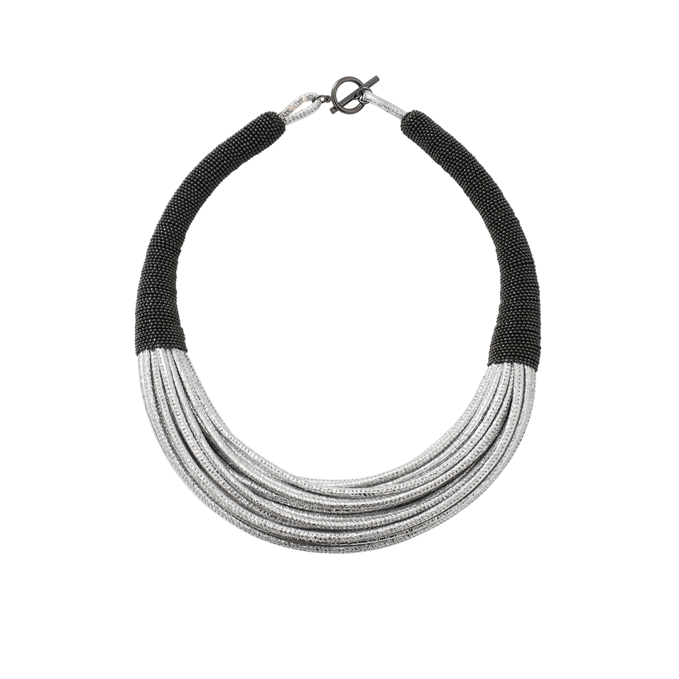BRUNELLO CUCINELLI-Leather Multi Strand Choker-SILVER