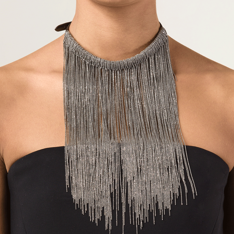 BRUNELLO CUCINELLI-Monili Fringe Necklace-SILVER
