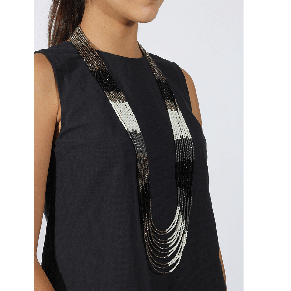 BRUNELLO CUCINELLI-Quartz Strand Necklace-WHT/BLK