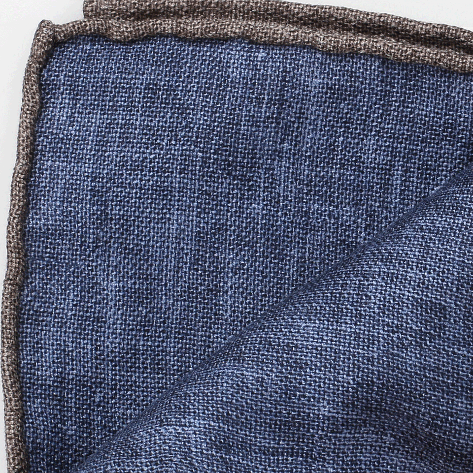 BRUNELLO CUCINELLI-Silk Circle Dot Pocket Square-BLUE