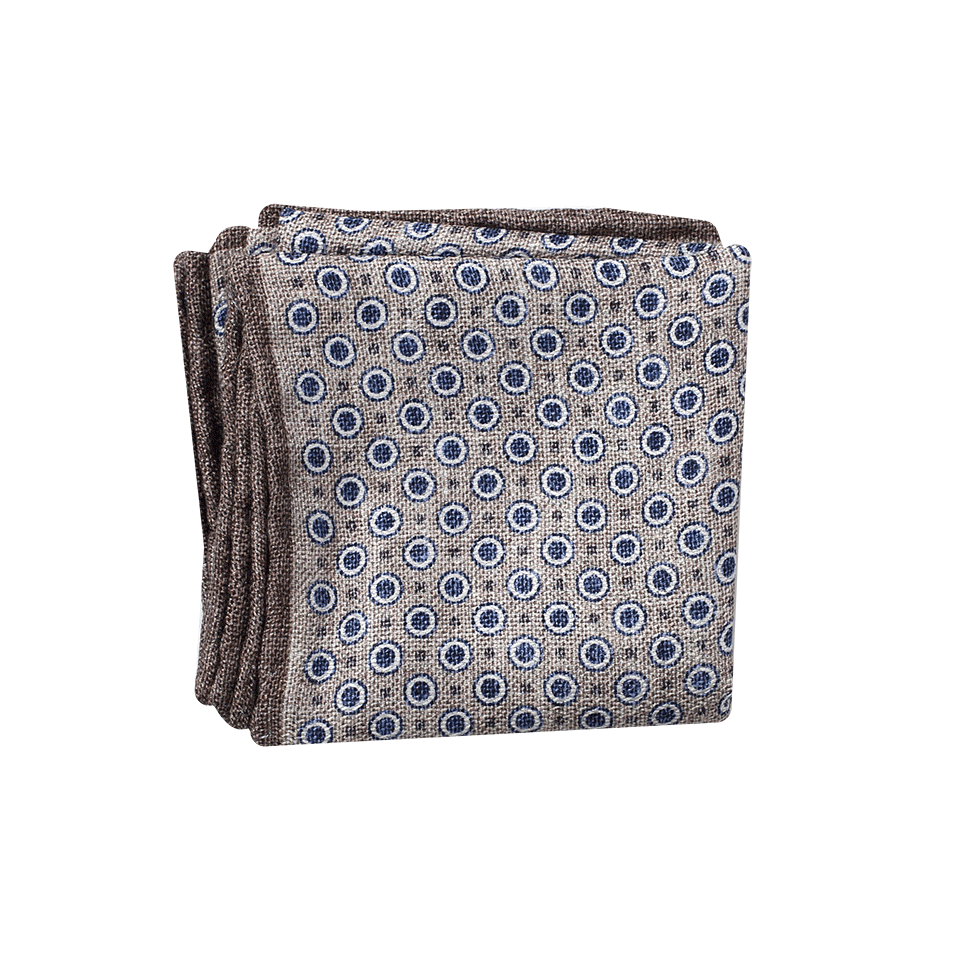 BRUNELLO CUCINELLI-Silk Circle Dot Pocket Square-BLUE