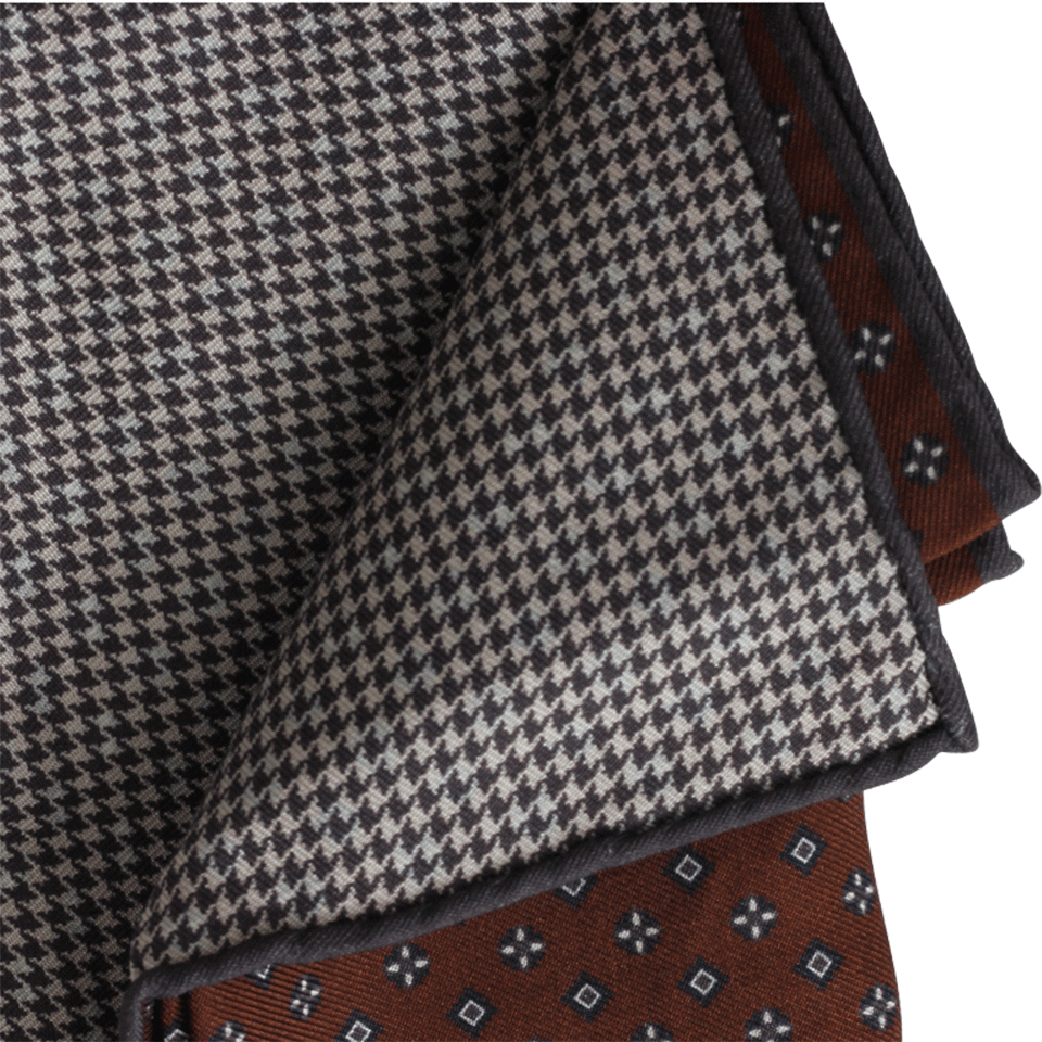 BRUNELLO CUCINELLI-Diamond Star Pocket Square-BROWN