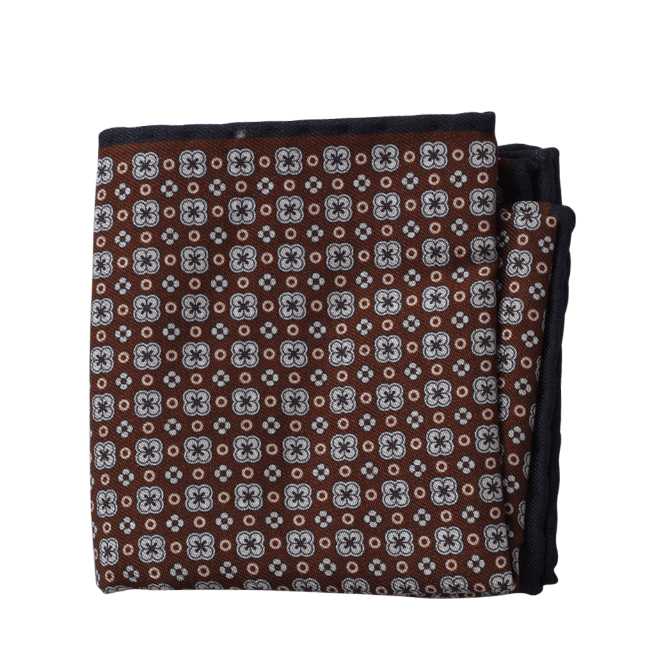 BRUNELLO CUCINELLI-Floral Dot Pocket Square-BROWN