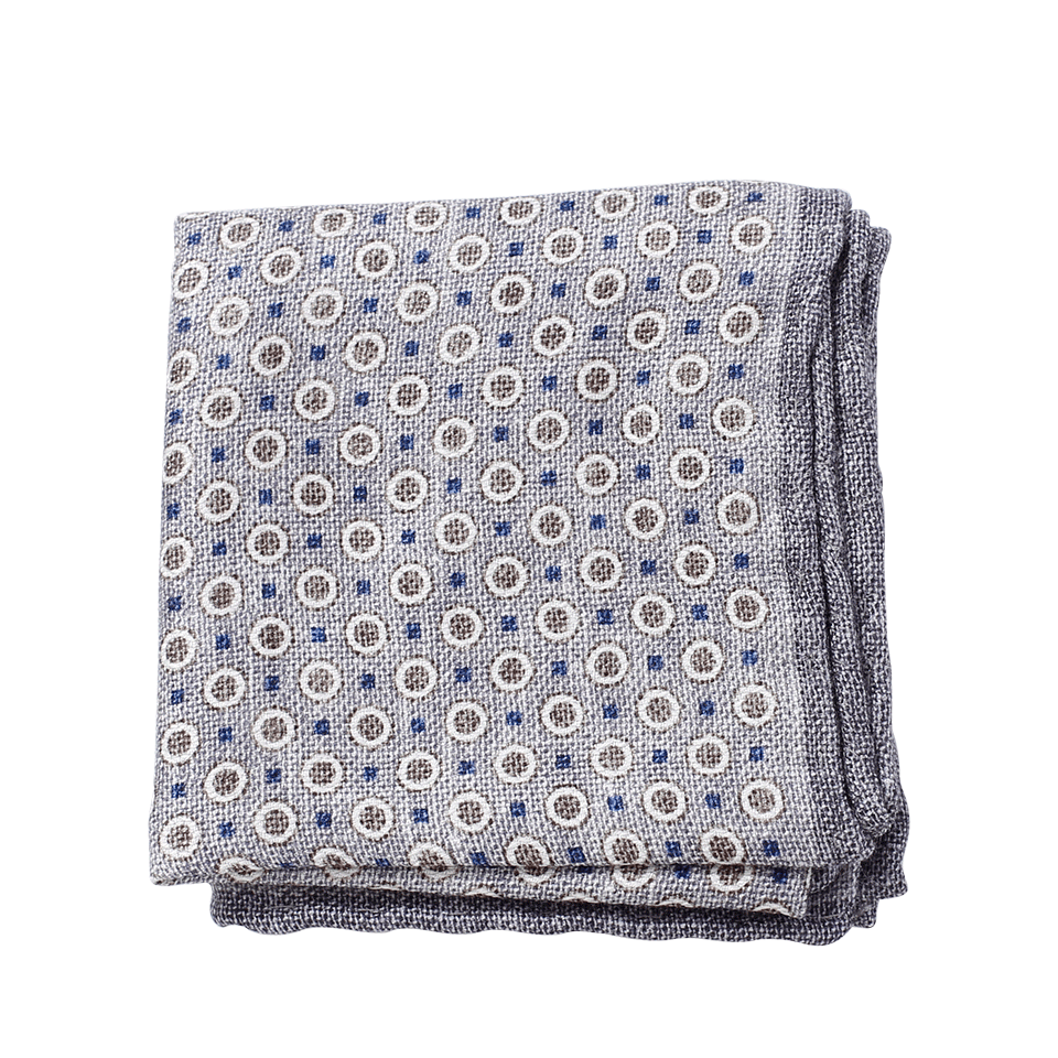 BRUNELLO CUCINELLI-Silk Circle Dot Pocket Square-BROWN