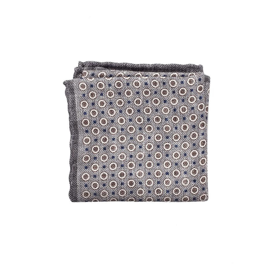 BRUNELLO CUCINELLI-Silk Circle Dot Pocket Square-BROWN