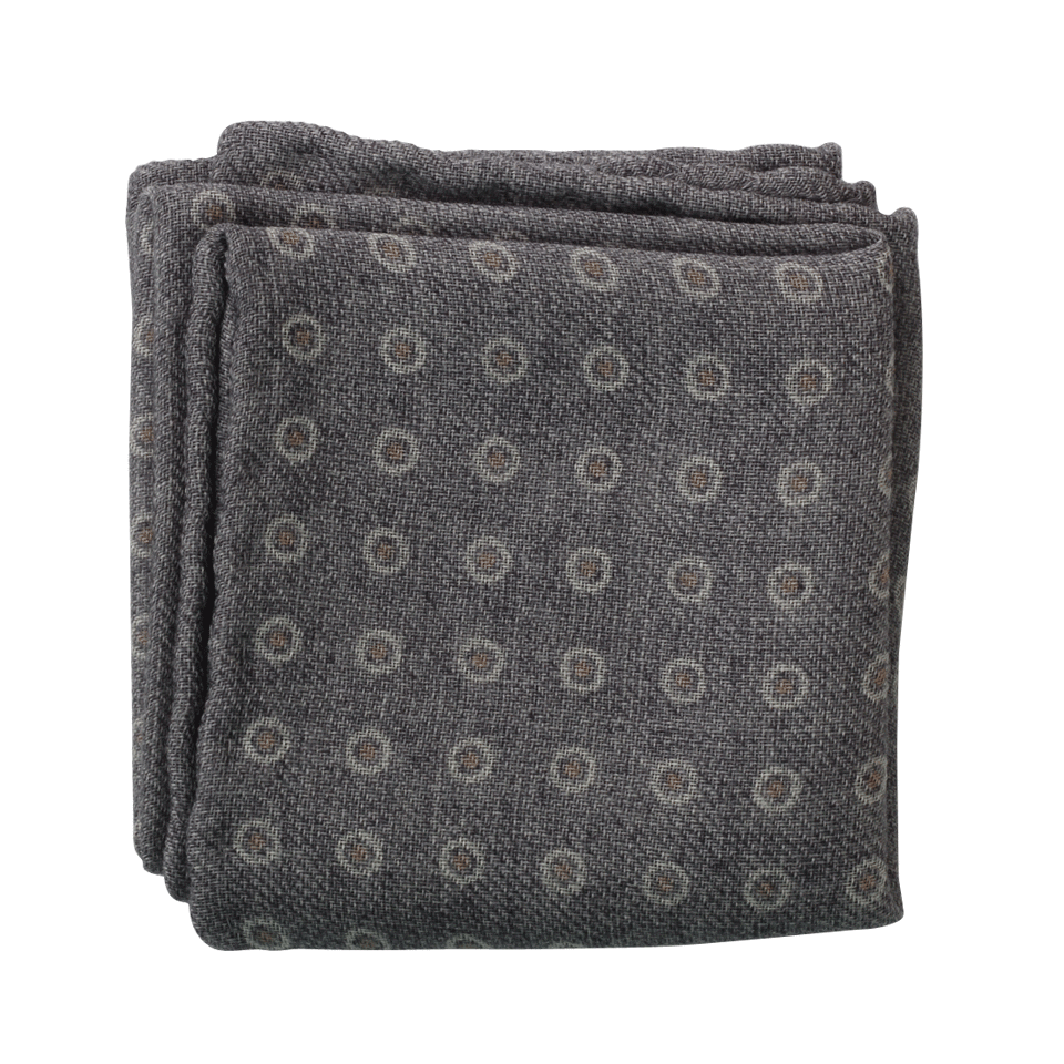 BRUNELLO CUCINELLI-Circle Dot Pocket Square-GREY