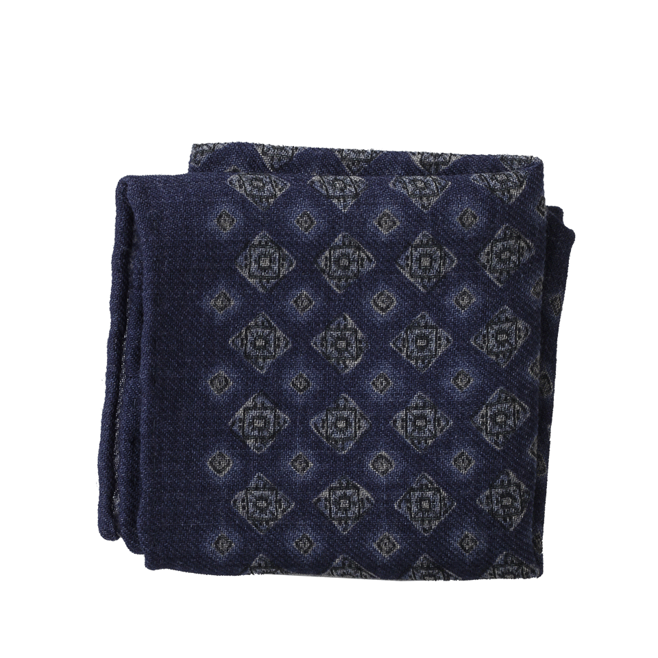 BRUNELLO CUCINELLI-Diamond Pocket Square-NVY/PRNT