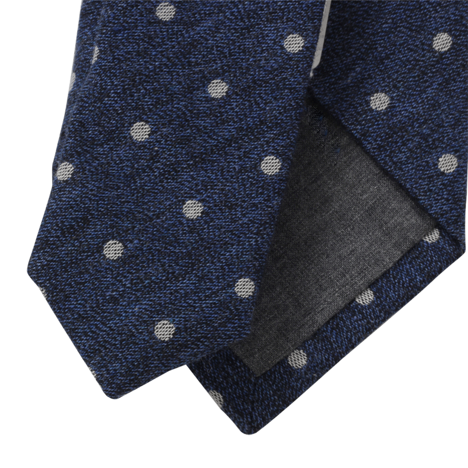 BRUNELLO CUCINELLI-Dotted Cotton Tie-OCEAN