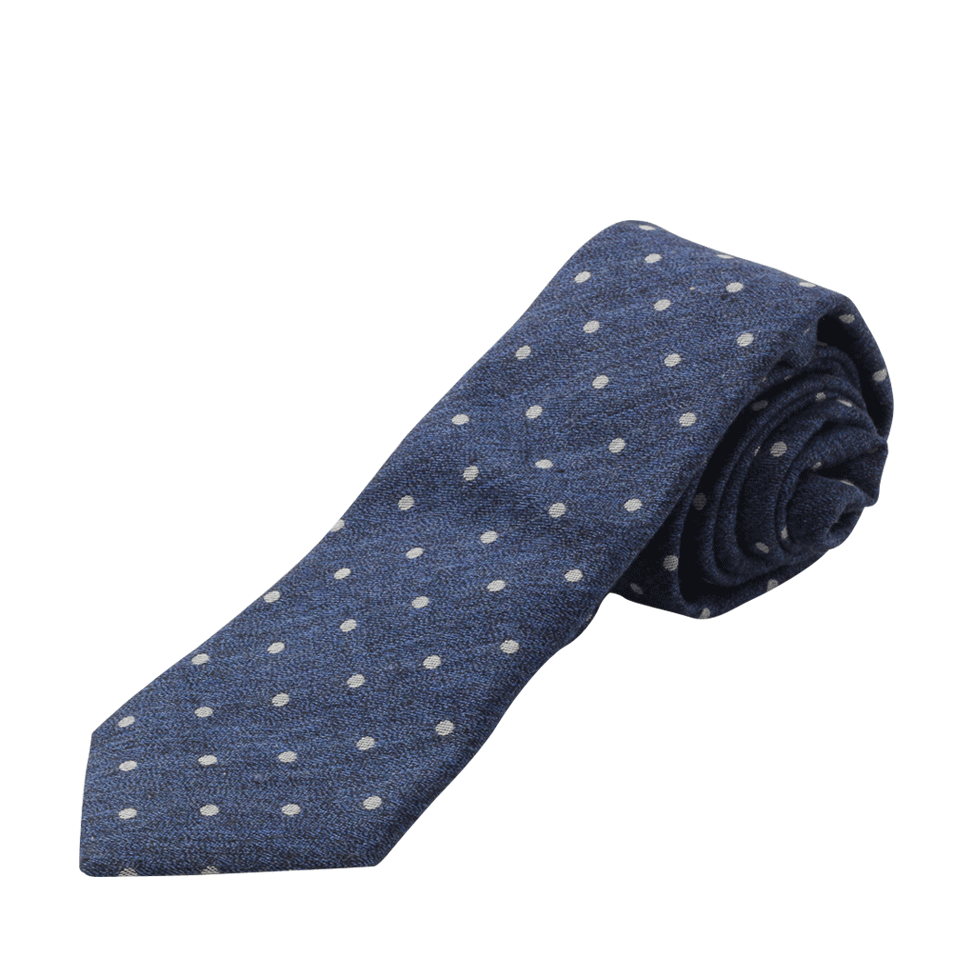 BRUNELLO CUCINELLI-Dotted Cotton Tie-OCEAN