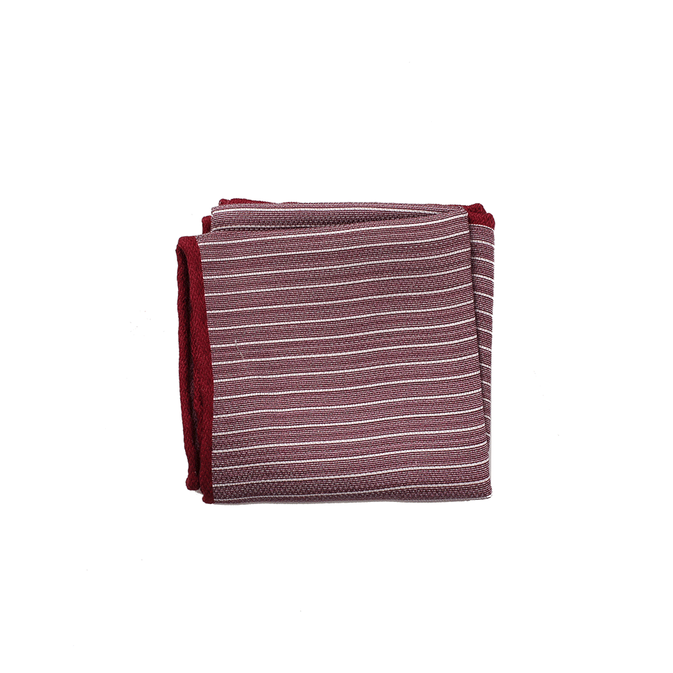 BRUNELLO CUCINELLI-Striped Silk Pocket Square-RED