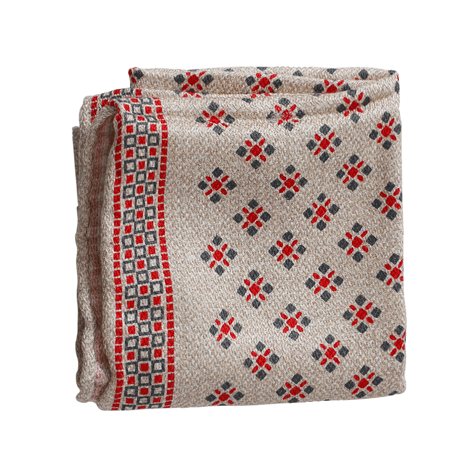 BRUNELLO CUCINELLI-Pocket Square-TAN/RED