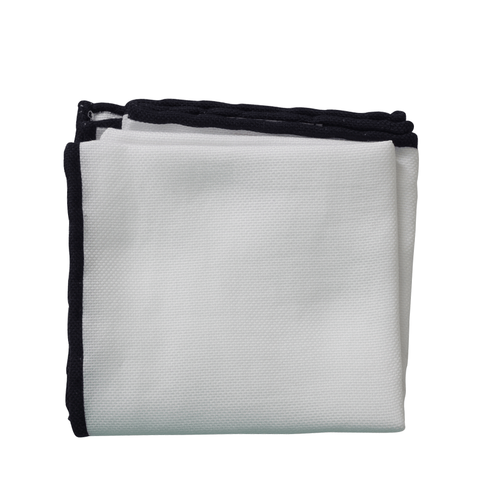 BRUNELLO CUCINELLI-Piped Trim Pocket Square-WHT/NVY