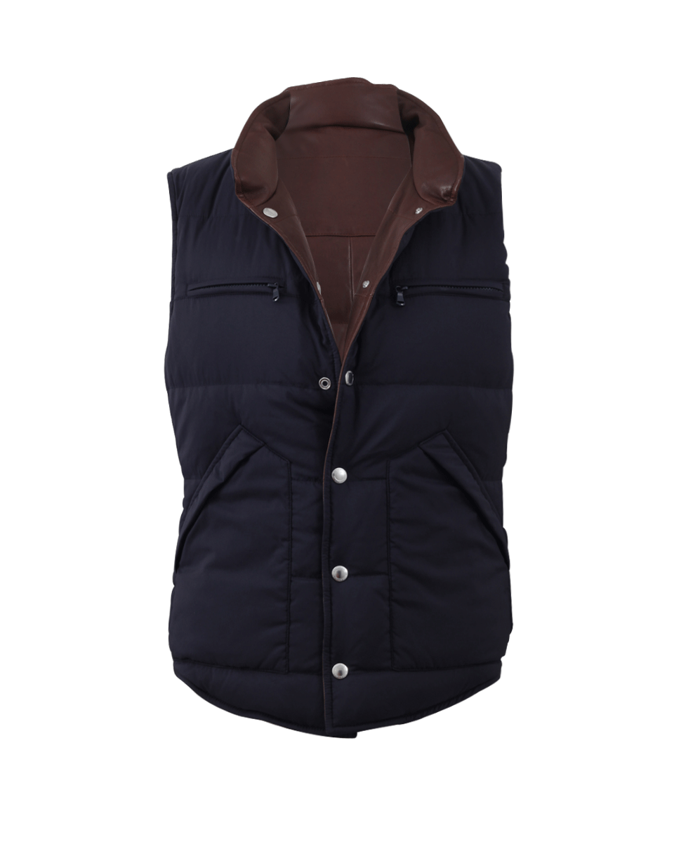 BRUNELLO CUCINELLI-Reversible Quilted Leather Vest-