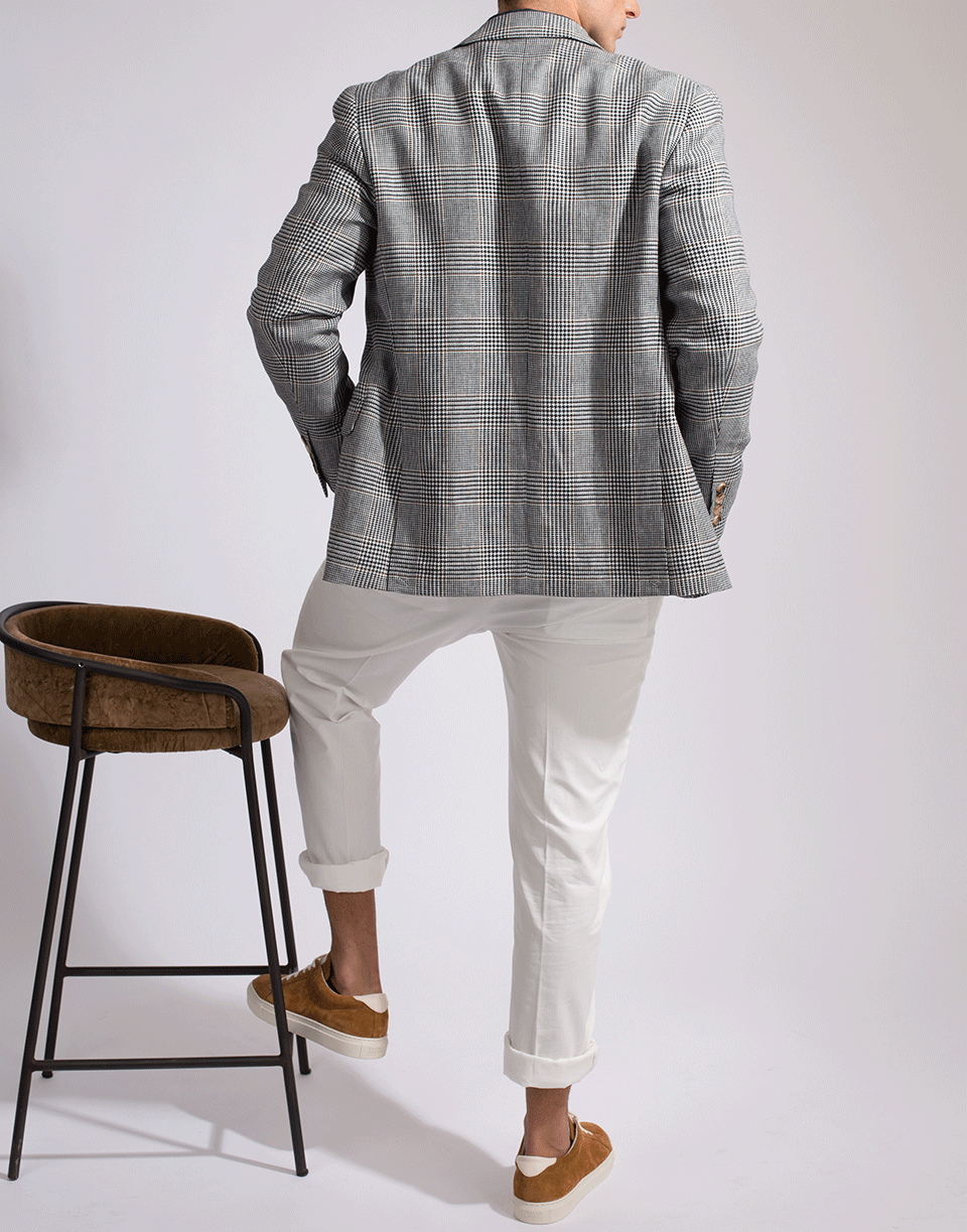 BRUNELLO CUCINELLI-Houndstooth Plaid Flap Pocket Jacket-