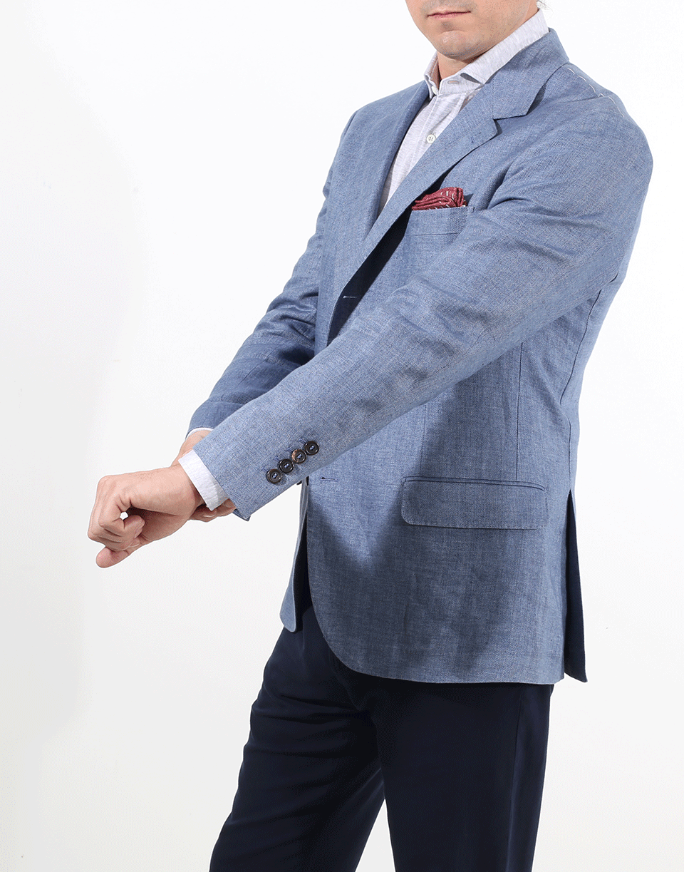 BRUNELLO CUCINELLI-Chambray Herringbone Jacket-
