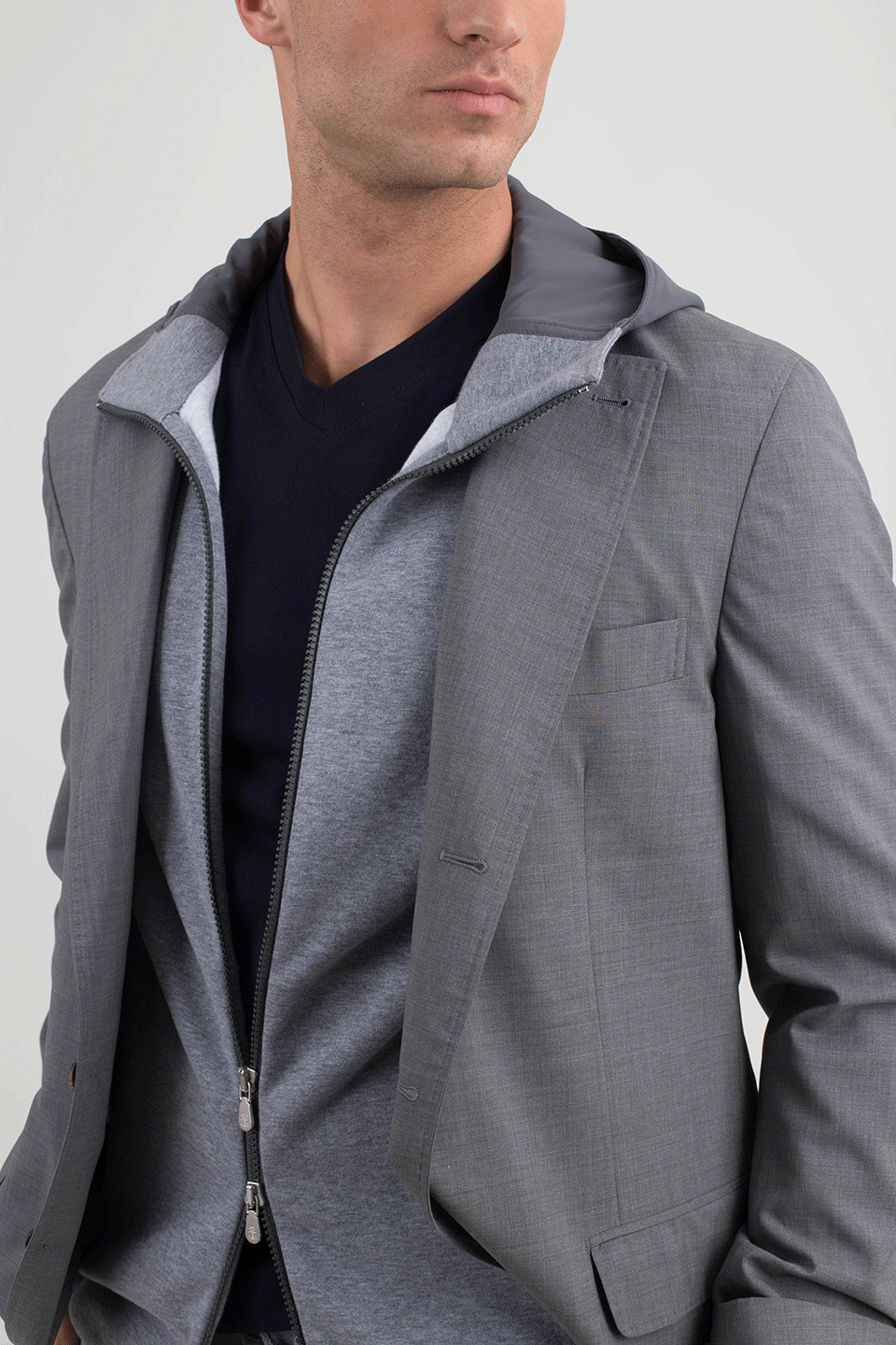 BRUNELLO CUCINELLI-Grey Travel Blazer-