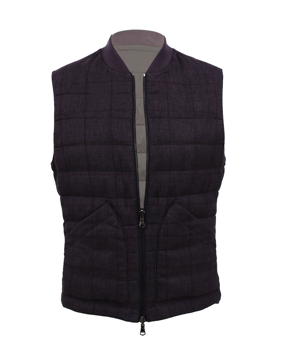 BRUNELLO CUCINELLI-Men's Reversible Windowpane Vest-