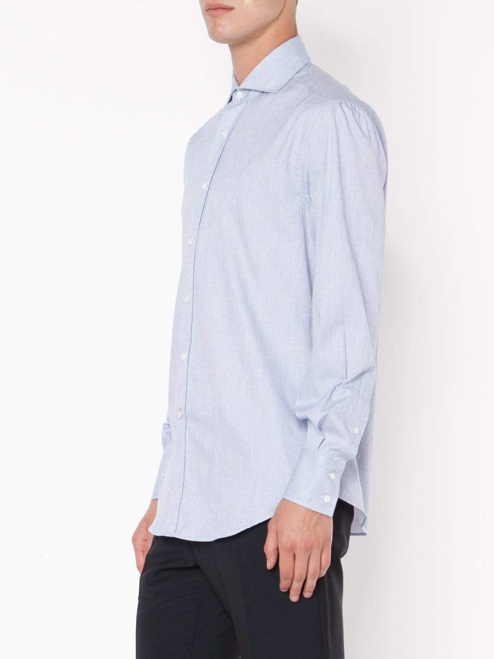 BRUNELLO CUCINELLI-Chambray Spread Collar Shirt-