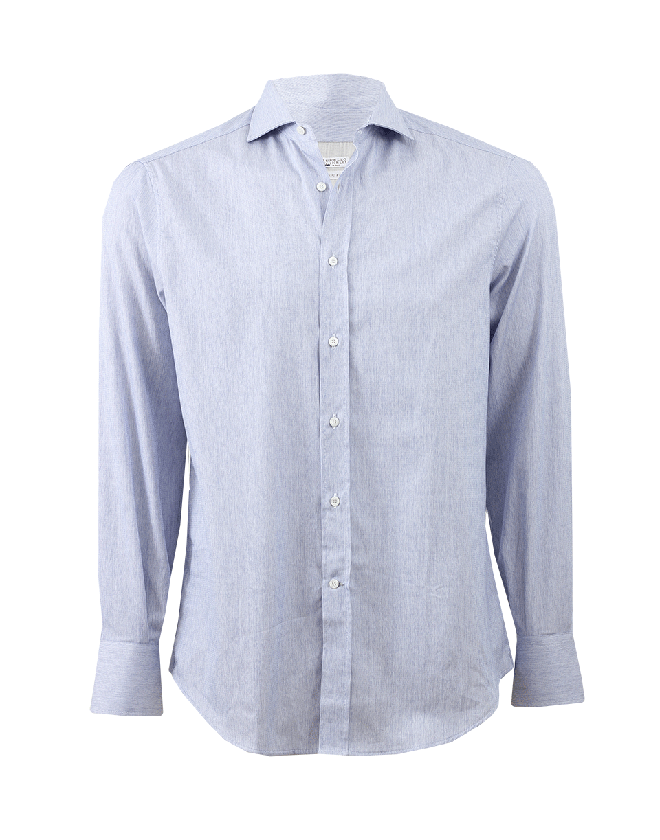 BRUNELLO CUCINELLI-Chambray Spread Collar Shirt-