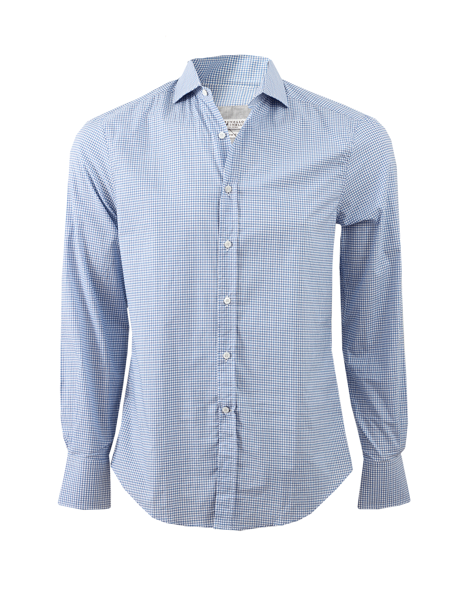 BRUNELLO CUCINELLI-Check Spread Collar Shirt-