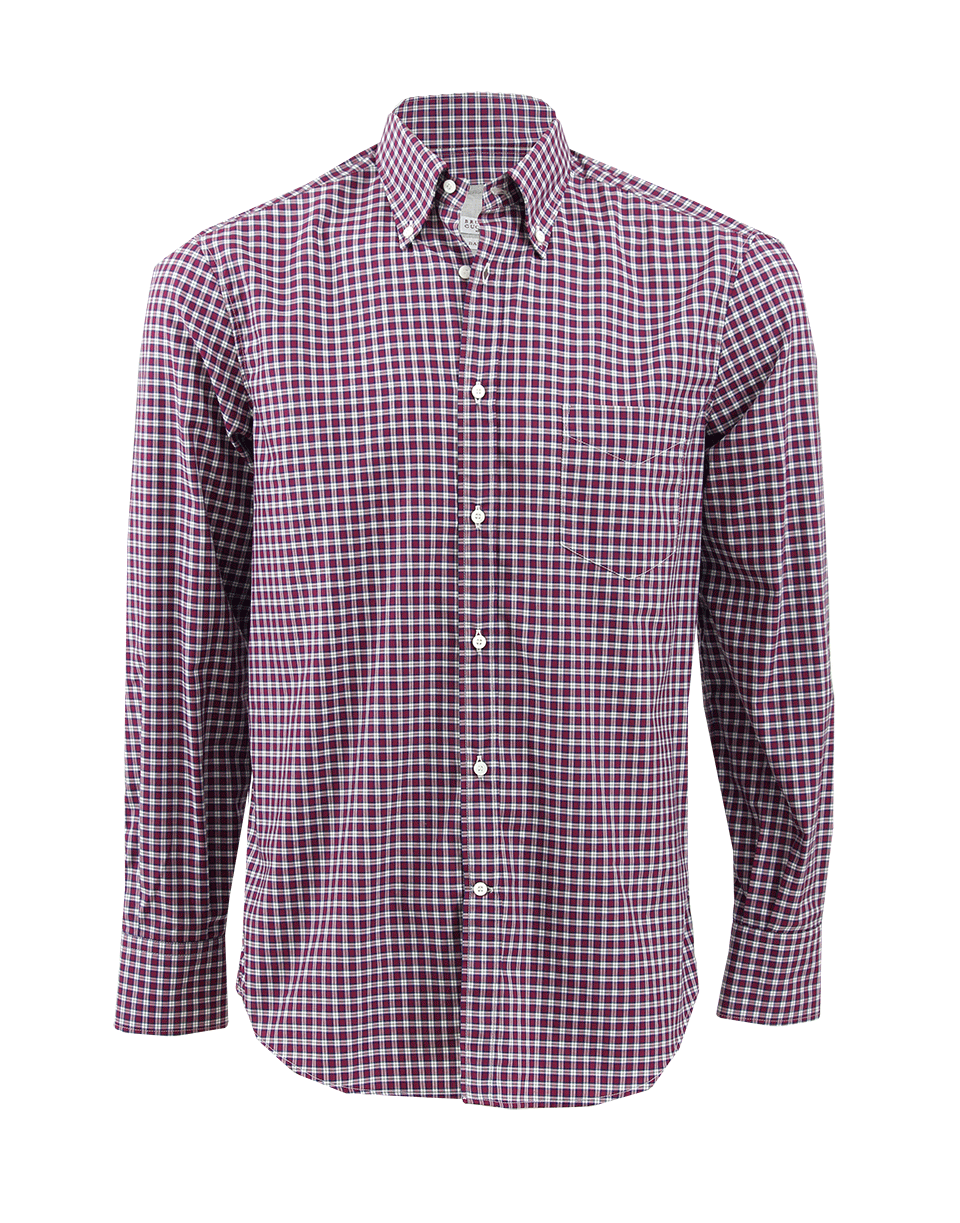 BRUNELLO CUCINELLI-Check Button Down Shirt-